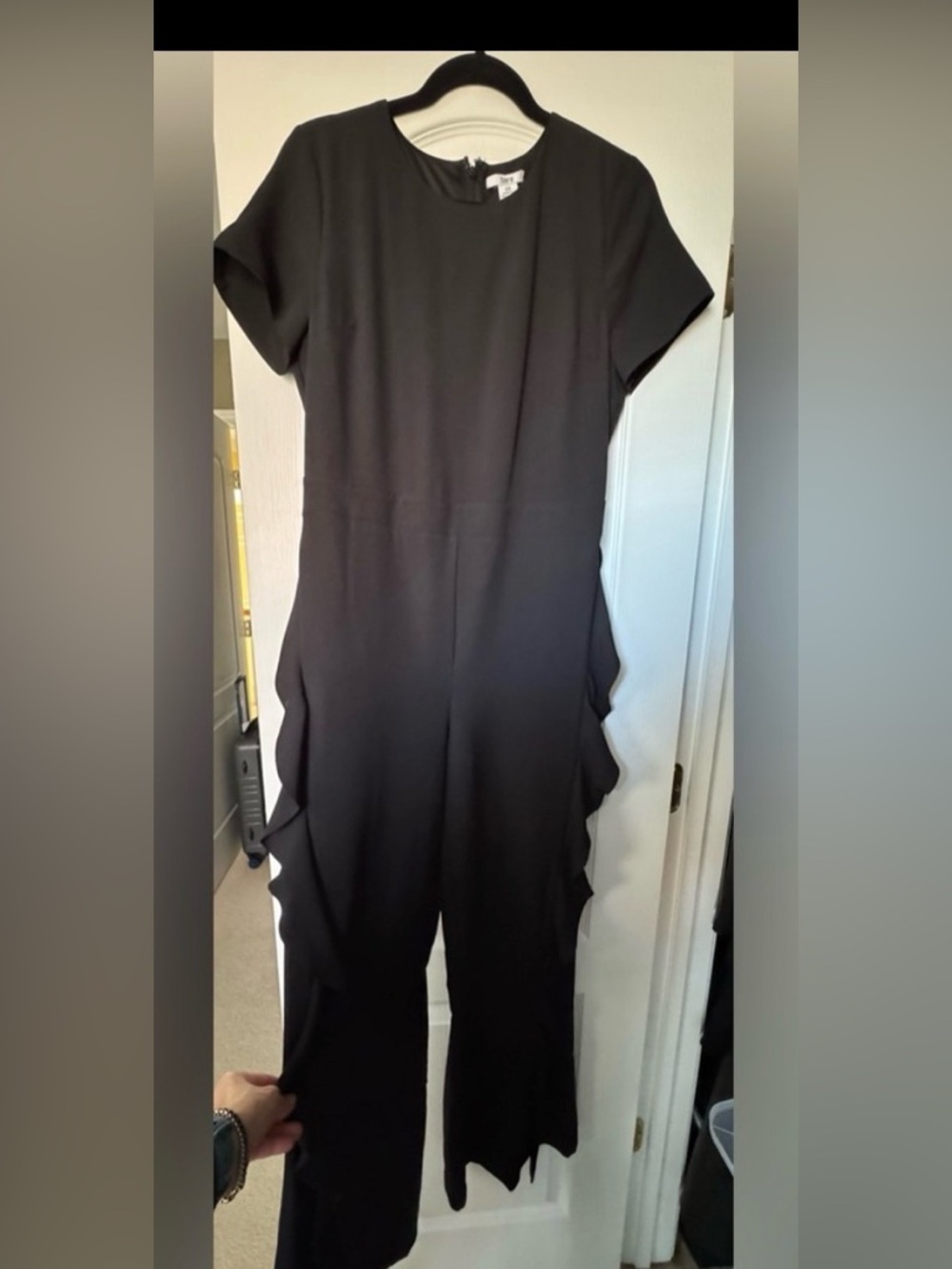 NWT Bar III Black Jumpsuit with Side Ruffle Detail
